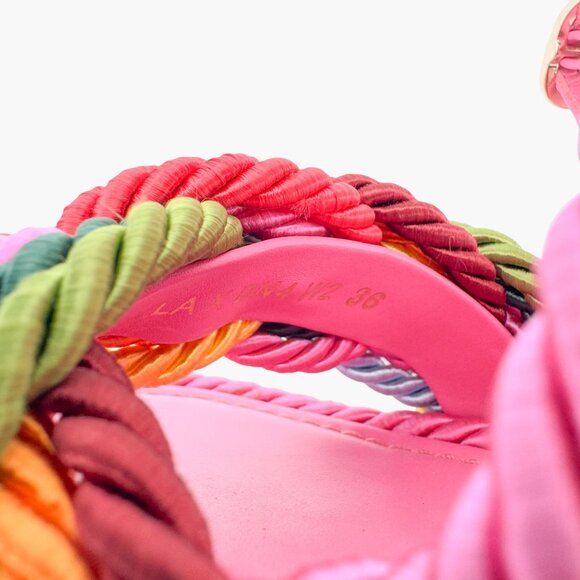 Valentino Garavani Torchon Rainbow Wedge Sandals EU 36 US 6 Rockstud Braided - Picture 13 of 13